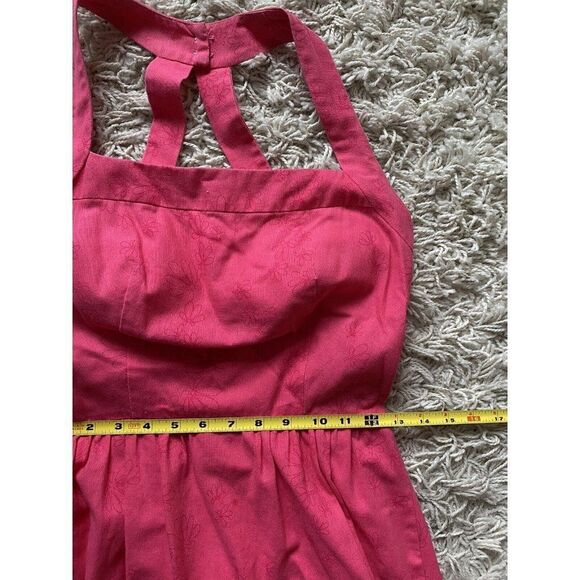 Vintage Carroll Reed Dress Pink Fit And Flare Shell Tropical Flower Floral 6 - Picture 9 of 13